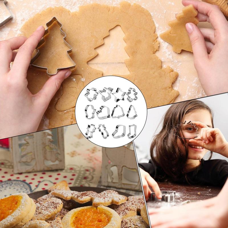 Forme de biscuiți din oțel inoxidabil, 12 buc, din oțel inoxidabil, pentru Crăciun, iarnă, pentru sărbători, set de forme de biscuiți pentru festival, copt biscuiți, pentru copt moale