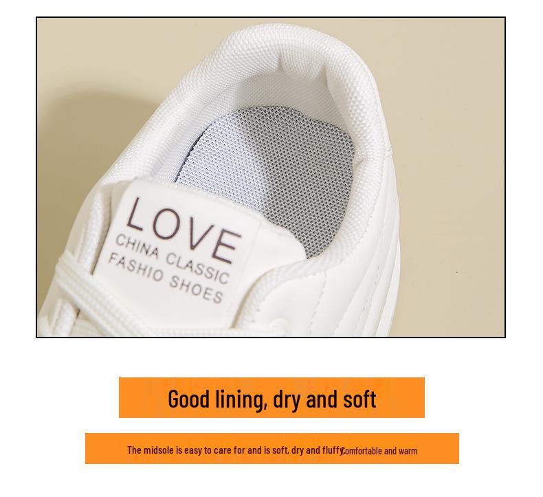 2025 Korean Style White Casual Women's Sneakers - Spring Versatile Street Snap KT2812-1