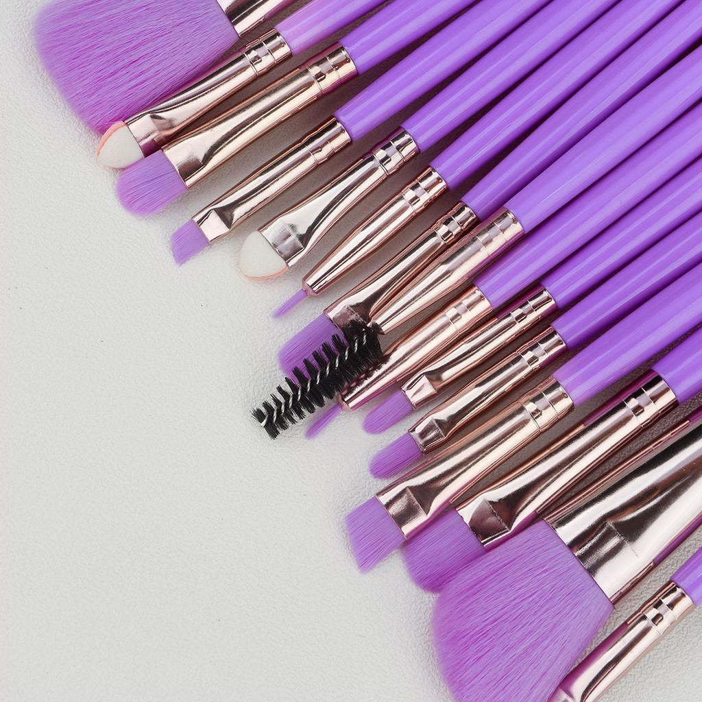 15 Makeup Brushes Set, Plastic Handle, Eyeshadow Brush, Eyebrow Brush, Eyeliner Brush, Loose Powder Brush, Multi-functional Makeup Tool.