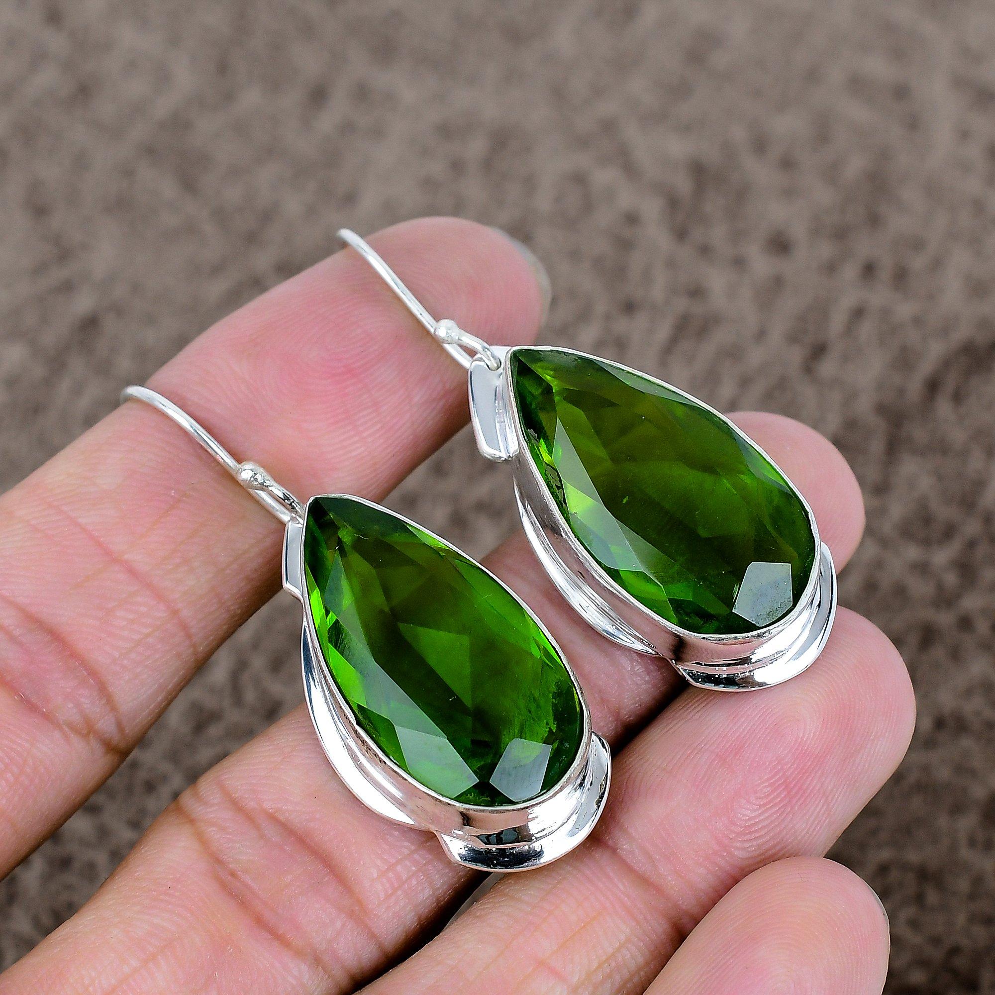 

Peridot Gemstone Handmade 925 Sterling Silver Jewelry Earring 2.05 KKG-620