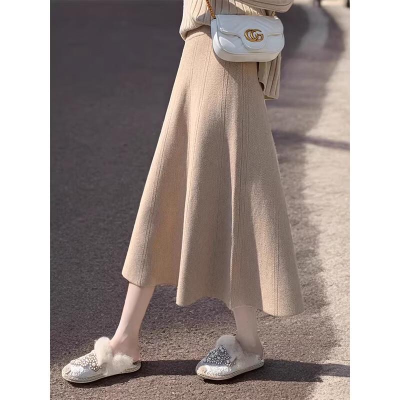 Basic House Damen Strick-A-Linien-Midirock
