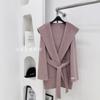 Pink hooded lazy loose double-sided wool coat short autumn and winter coat classic temperament elegant