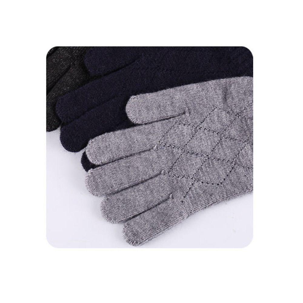 Wool Knitted Full Finger Gloves Plush Thick Fleece Gloves Daily Warm Gloves for Winter
