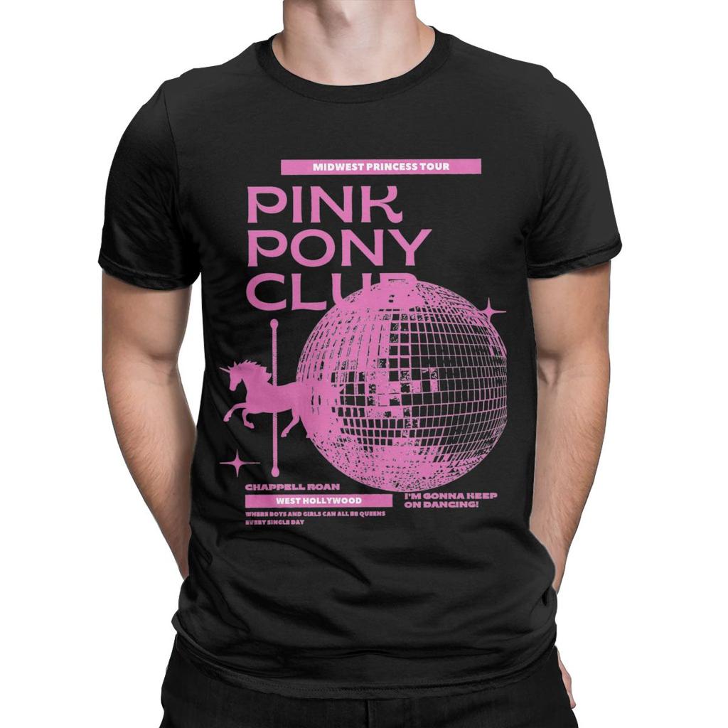 Pink Ponys Club Chappell Roan T-Shirt for Men Humorous Cotton Tee Shirt Round Neck Short Sleeve T Shirts Plus Size Clothes