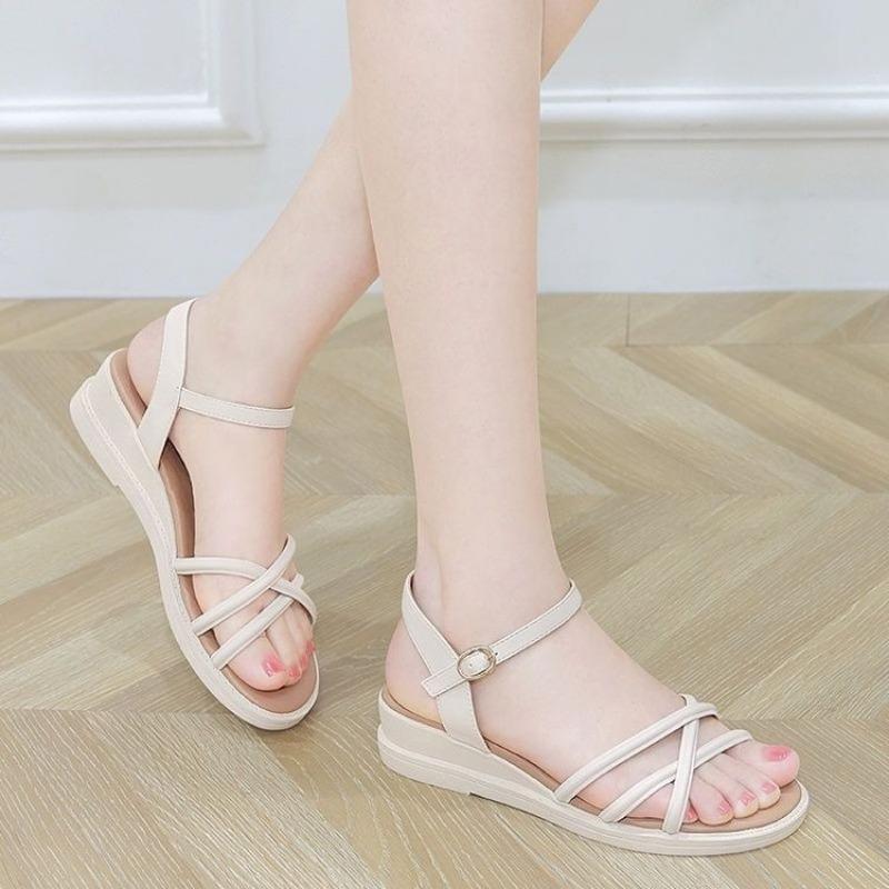 

Босоножки на танкетке, мягкая подошва, одноногие женские туфли, ажурные пляжные туфли 40 бежевый