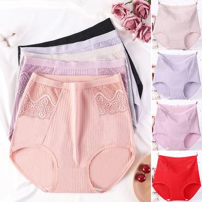 Atmungsaktive Damen-Slips mit hoher Taille, Übergröße, Baumwollhöschen, Shorts, Unterwäsche