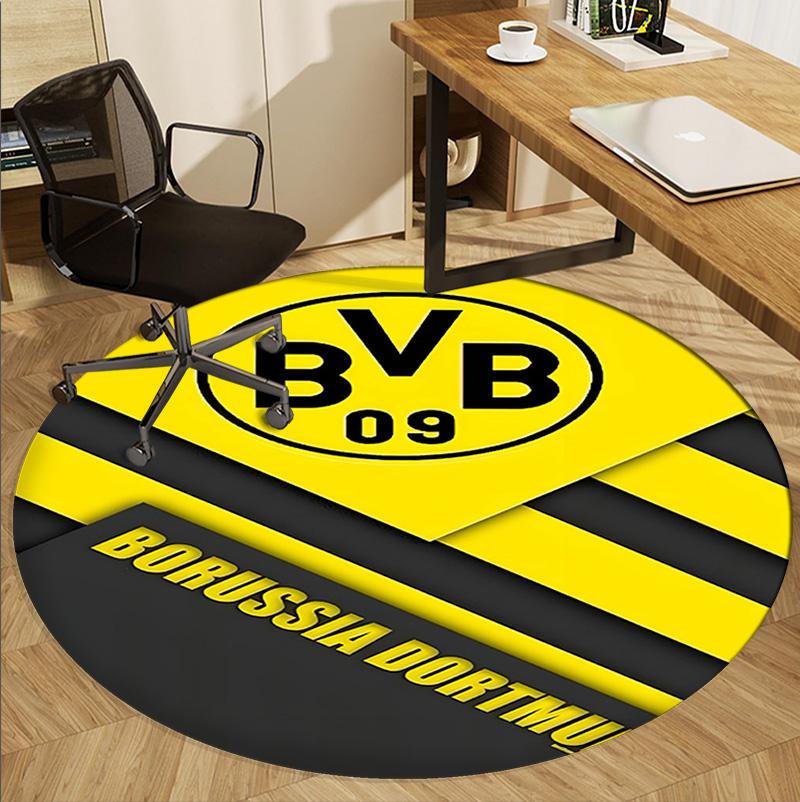 Borussia Dortmund Pattern Round Rug, Indoor/Outdoor Mat, for Picnic, Gameroom, Bedroom, Office, Living Room, Home Decor Carpet, Birthday Gift