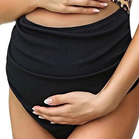 Bikini-Set für Schwangere, High-Waist-Unterteil Leo-Print-Oberteil, Weiche elastische stützende Bademode zum Schwimmen