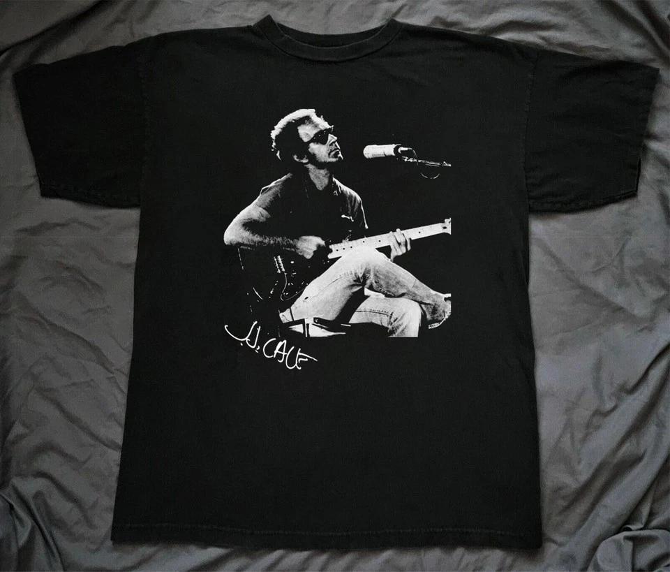 T-shirt Unisex Nera Firma JJ Cale Suona la Chitarra