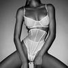 Sexy underwear mesh yarn fish bone seam drill body sculpting sexy high quality three