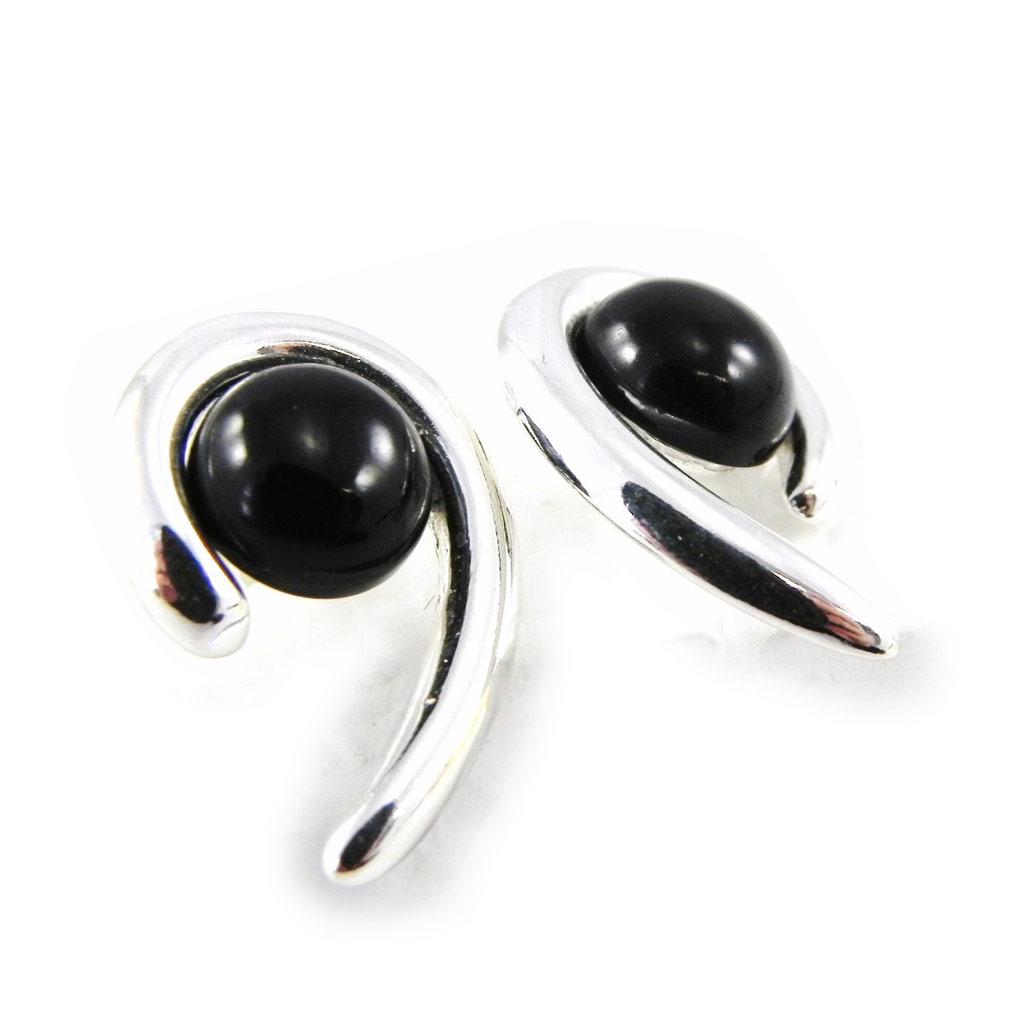 Les Trésors De Lily [H3469] - Silver Earrings 'Déesse Noir De Jais' Silver-black (rhodium-plated) - 15x8 Mm