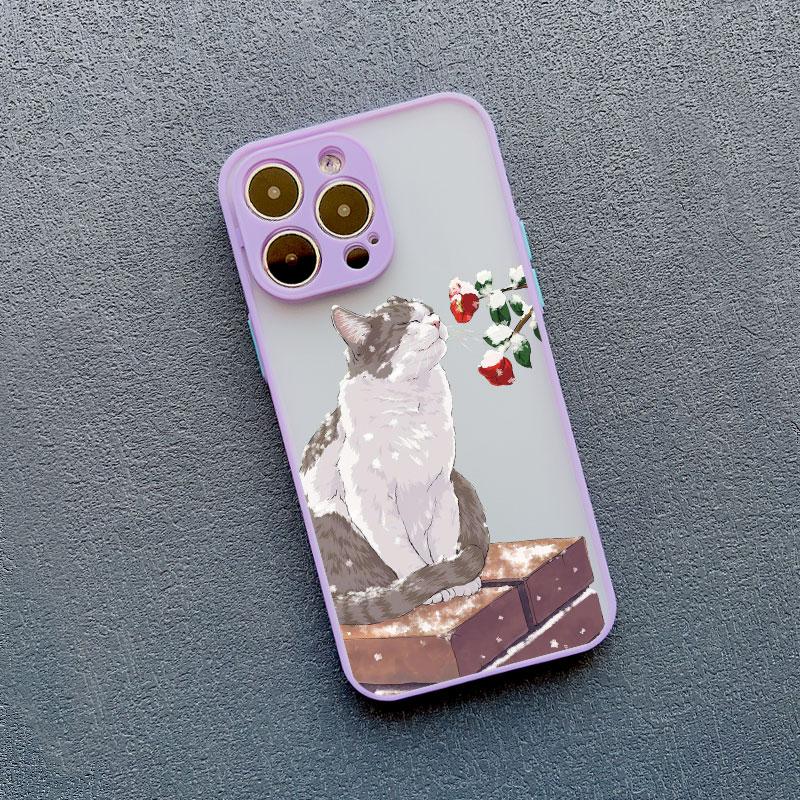 Lovely Cats Flower Case For iPhone 16 15 14 Plus Pro Max 13 12 11 Pro Max Mini 7 8 Plus X XR XS SE2 Phone Cases Shockproof Cover