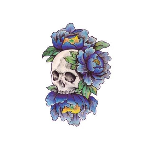 Ukiyo-E Painted Skull Prajna Tattoo Sticker Wake-Up Meaning Flower Arm Half Arm Water Transfer Waterproof Tattoo Sticker