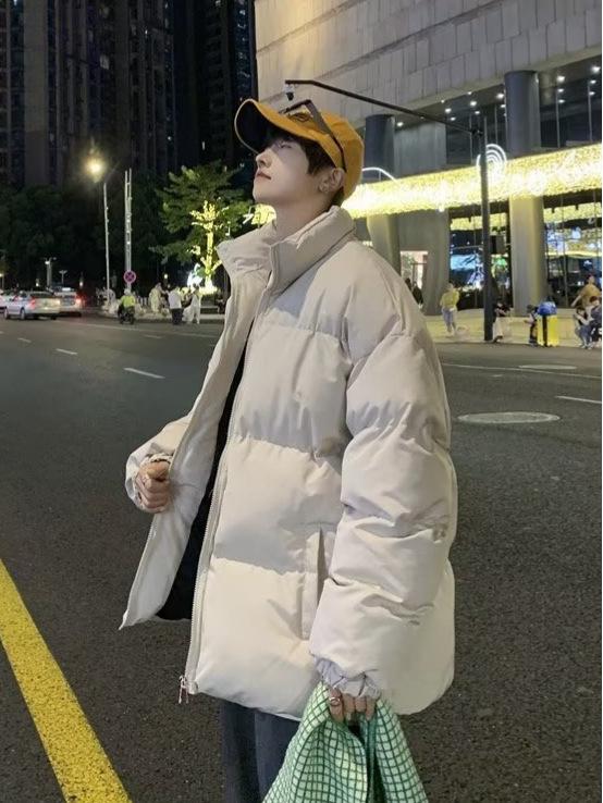 Men's Winter Thickened Cotton Stand Collar Puffer Jacket, 2026 Korean Style Fashion.