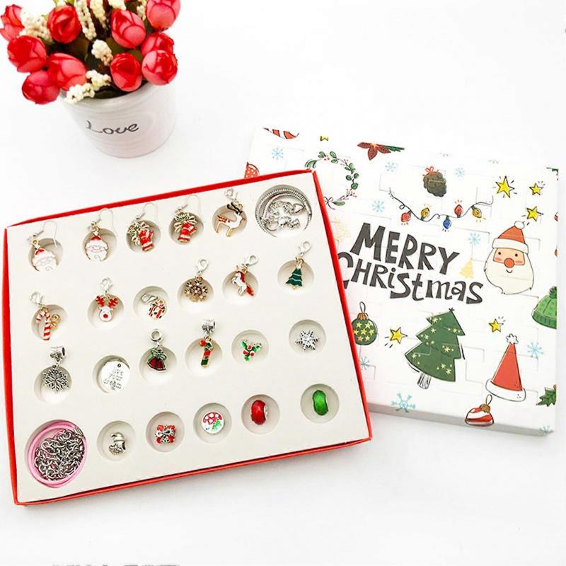Christmas Advent Calendar 24 Days Countdown Calendar DIY Bracelets Making Game Christmas Party Favors