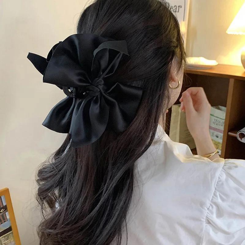 Große Schleife Haarspange Neu Trendige Einfarbig Schwarz Haar Hai Klammer Haarstyling Werkzeuge Accessoires für Frauen Mädchen