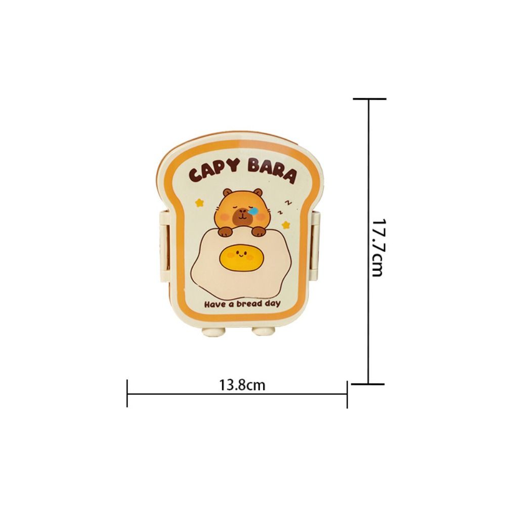 Cute Capybara Lunch Box Toast Shape 1000ml Large Capacity Food Storage Box Grid Seal Meal Boxes for Outdoor Picnic School
