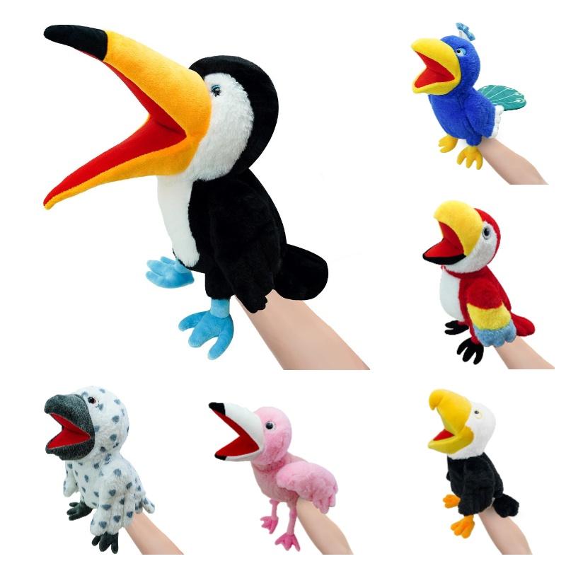 New Cross-border Bird Animal Hand Puppet Large Beak Parrot Toy For Soothing Kids Wholesale Eagle Doll