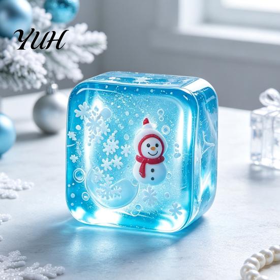Holiday Stocking Stuffers Christmas Clear Cube Squeeze Toy, Santa Claus Stress for Sensory Toy Anxiety Reduction, Hand Relaxation Ball Xmas Gift Cubes
