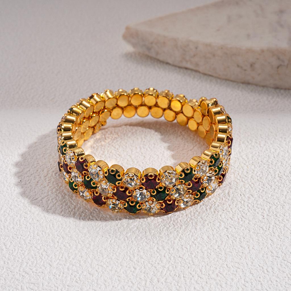 Light Luxury Color Diamond Three-layer Round Bracelet Fashion Temperament Geometric Jewelry