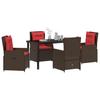 Garden Dining Set with Cushions 5 Pcs Brown Poly Rattan