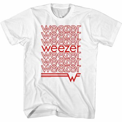 Weezer Repeating Logo White Adult T-Shirt