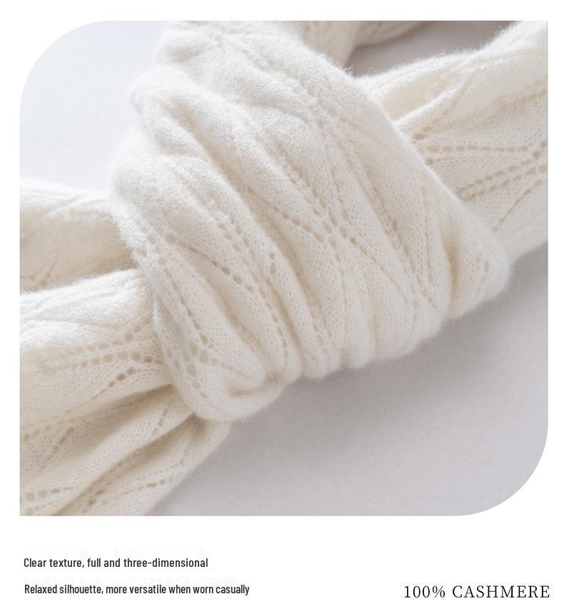 100% Pure Cashmere Knit Scarf for Women - Warm, Fashionable, Hollow Design for Autumn/Winter