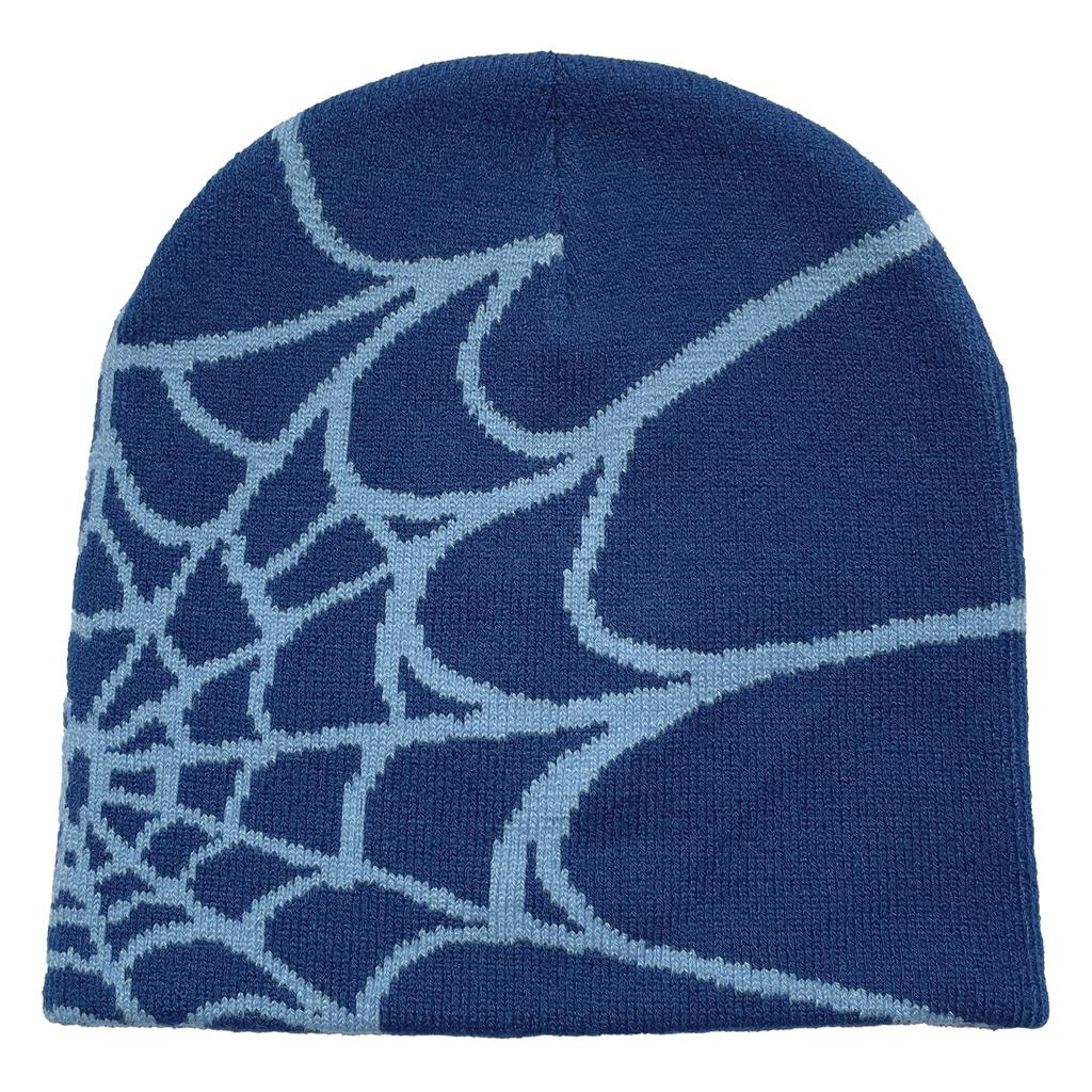 Unisex Spider Web Printed Knit Hat, Warm Outdoor Pullover Hat Personality Beanie Hat