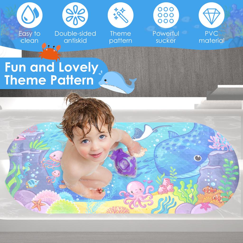 Baby Bath Mat for Tub Non Slip Kids Bath Mat with Suction Cup Cartoon Shower Bathtub Mats Toddler Massage Pad