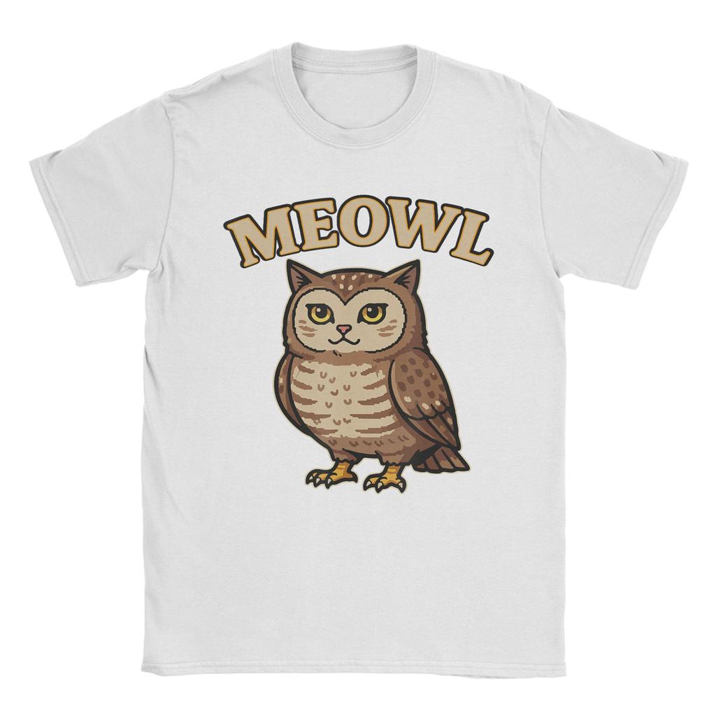 Meowl Funny Meow Cat Owl Brainrot Meme Unisex T Shirts Funny Tee Shirt Short Sleeve Crewneck TShirt 100 Cotton Gift Idea Clothes