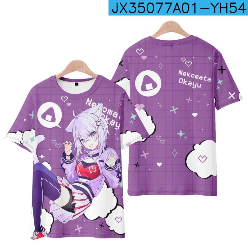 Hololive VTuber Nakiri Ayame Shirakami Fubuki T-shirts 3D Print Kid Anime Tee Men Women Short sleeve Top Harajuku O-Neck T shirt