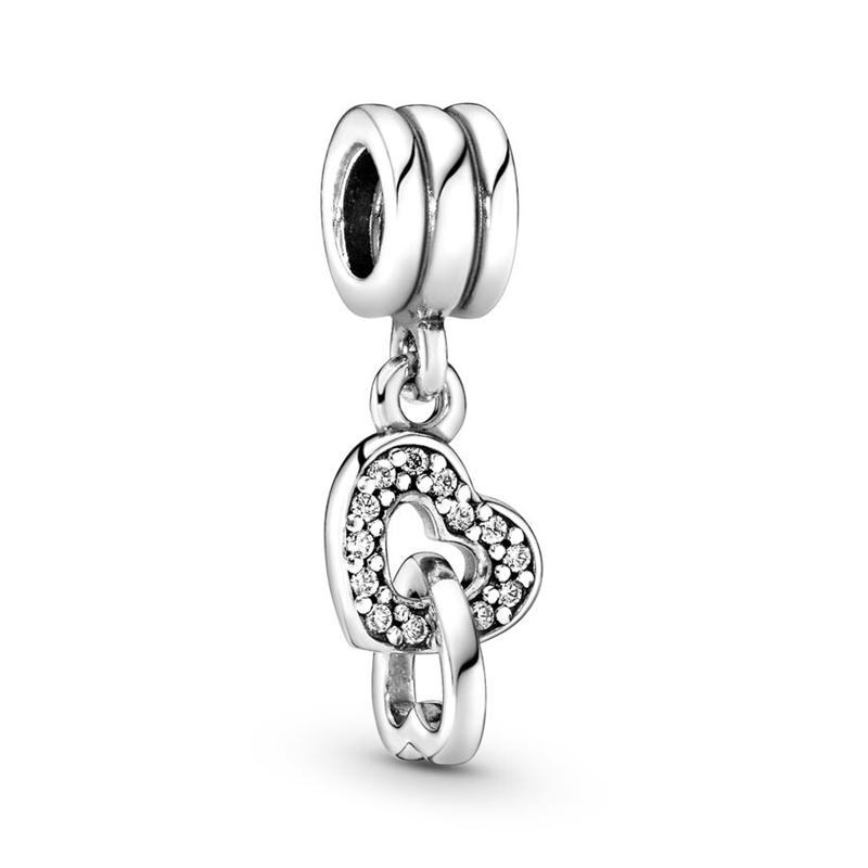 New Sparking Heart Clip Star Charm Beads Dangle Snake Fit Bracelet Necklace Beads For Diy Jewelry Women Gift
