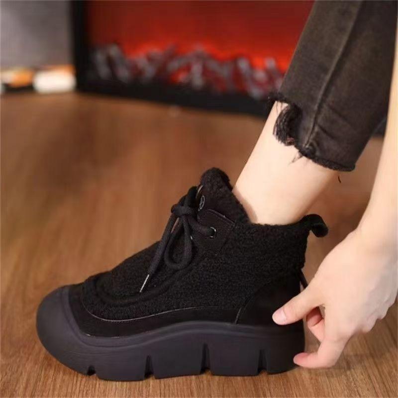 

Фабричная платформа зимние сапоги женские новые бархатные теплые ботинки на высокой платформе из мягкой кожи ботинки мартин повседневные хлопковые ботинки для мамы 35