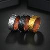 8mm Black Stainless Steel Ring - Timeless Wood Grain Design for Men - Promise/Wedding Band - Durable & Stylish - Sizes 6-13