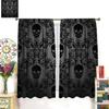 Gothic Black Damask Curtain Vintage Floral Exotic Suger Skull Window Treatments Bedroom Bone Skeleton Antique Bohemian Polyester Washable Ready