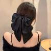 1pc New French Elegant Satin Black Big Bow Hairband High Forehead Wash Hair Band Wrinkle