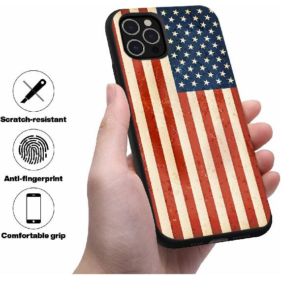 Case for iPhone 13, Retro American Flag Shockproof Soft Silicone Case Protective Cover for iPhone 13