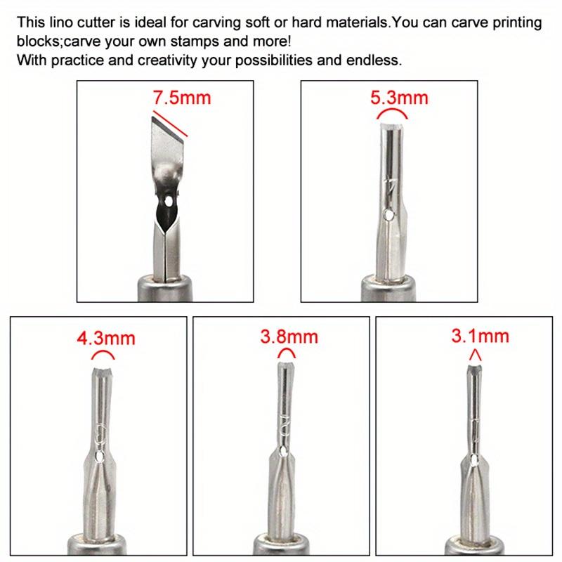 Sada řezbářských nástrojů pro linoryt s 5 čepelemi, DIY nástroj na řezání linorytových desek, Stamp carving tool accessories, Umělecké a sochařské potřeby