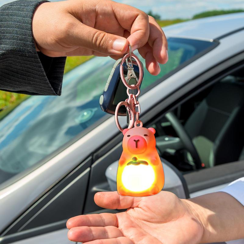 Simulation Capibara Anime Lighting In The Dark Toy Cute Mini Doll Warm Light Keyring Creative Luminous Capybara Keychain