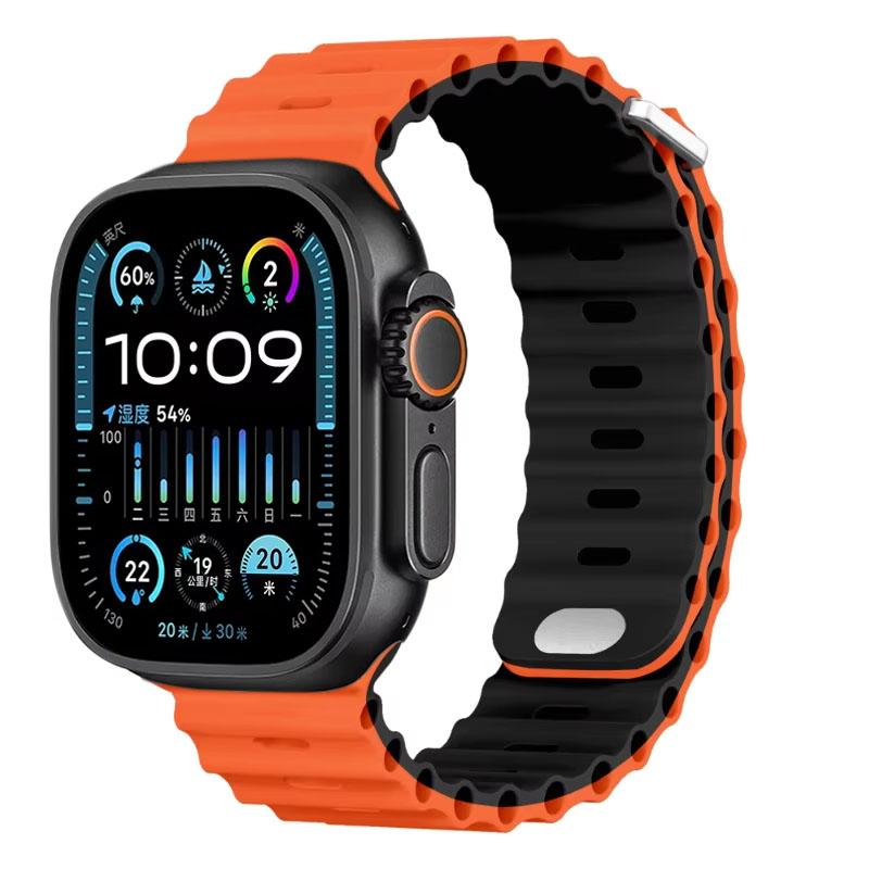 Silicone Ocean Strap For Apple Watch Band Ultra 3/2 49mm 46mm 45mm 42mm 44mm 41mm Sports Bracelet iWatch 11 10 9 8 7 6 5 SE band