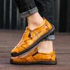 Men Side Zipper Comfy Hand Stitching Split Leather Casual Shoes