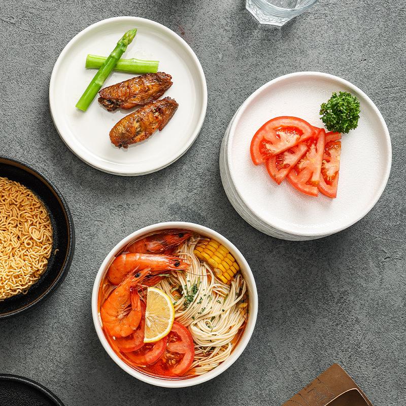 Bol de nouilles instantanées simple noir et blanc Maison restaurant hôtel bol en céramique