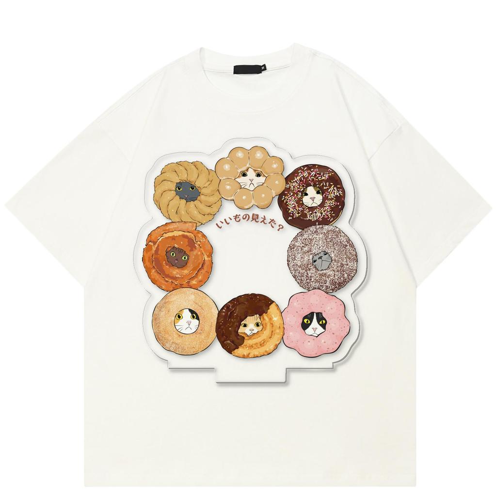 Streetwear Harajuku Doughnut Graphic T-Shirt Cotton Tshirt Unisex Tops Tees Summer Short Sleeves T Shirt