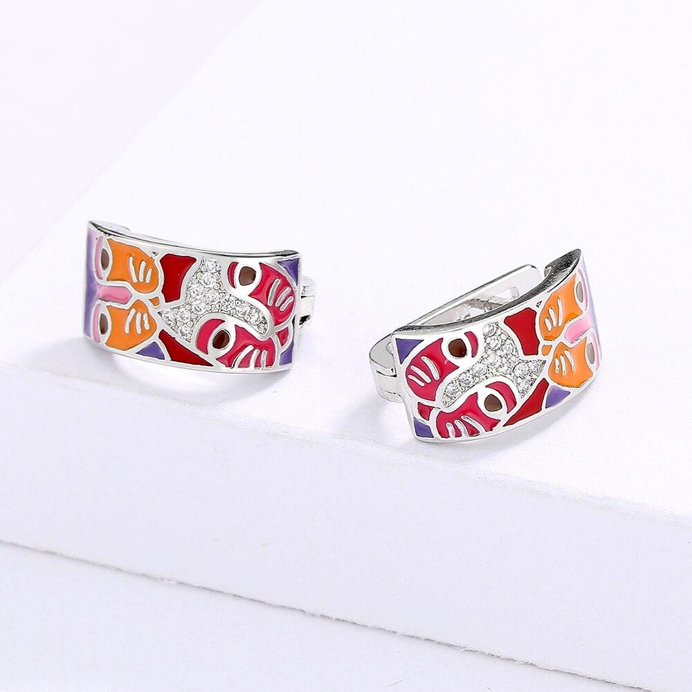 Creative Earrings for Women's Colorful Epoxy Cat Face Earrings Unique Handmade Enamel Jewelry Bridal Earrings