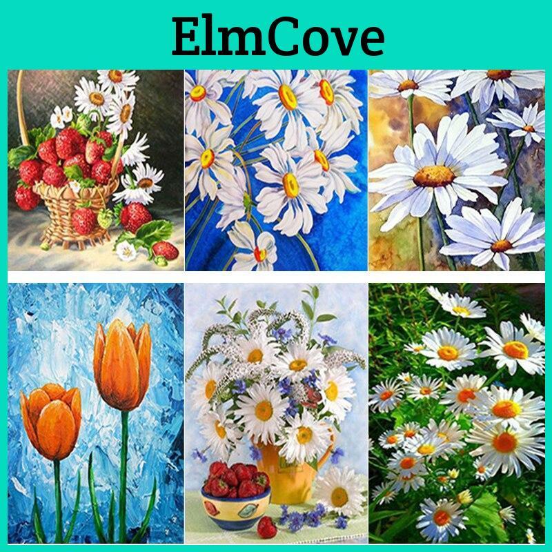 New 5d Diy Painting Diamond Flower Diamond Embroidery Cross Stitch Rhinestone Full Round Drill Crafts Art Home Decor Gift