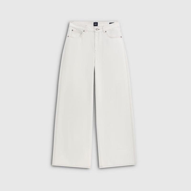 GAP Women's 2026 Spring Loose Mid-Waist Wide-Leg Non-Stretch Jeans 858815