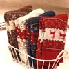 5 Paar verdickte Socken mit Elchmuster, bequeme und warme Weihnachtssocken mit mittlerer Röhre, Damenstrümpfe und Strumpfwaren