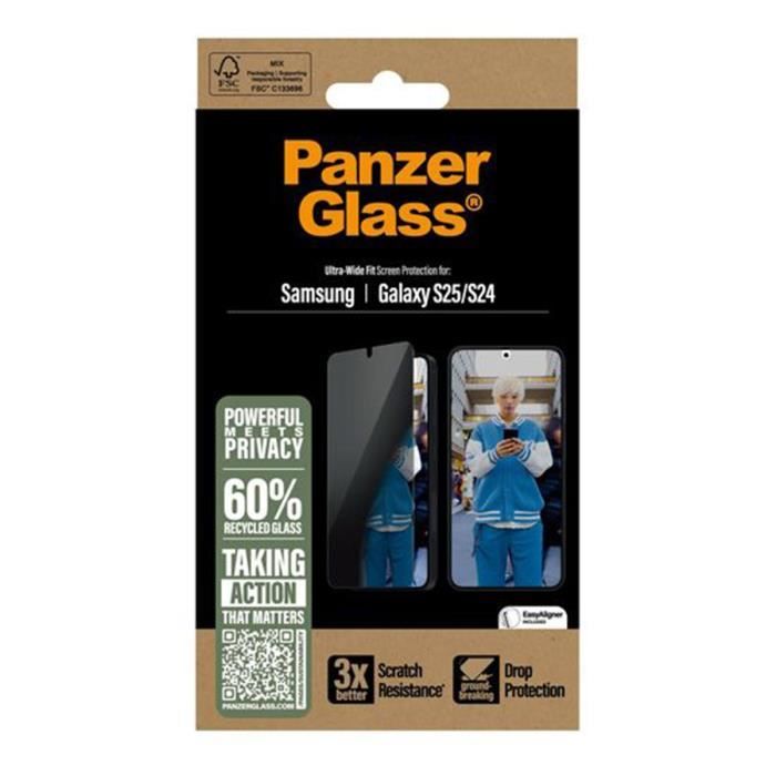 Protège-Écran - PanzerGlass - Galaxy S25 - Filtre De Confidentialité - Revêtement Antitaches - Protection Chocs