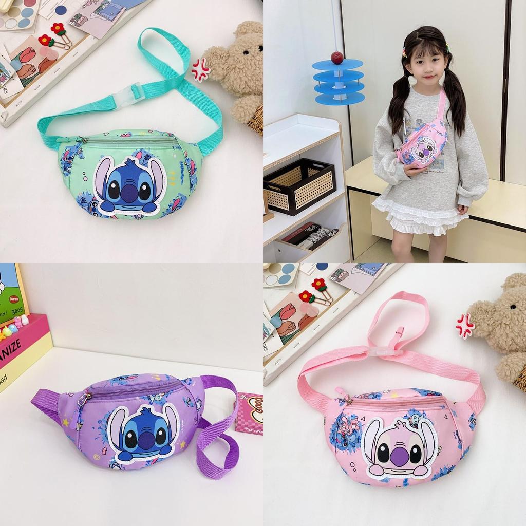 Lilo Stitch Cartoon Kids Waist Bag With Breathable Nylon For Daily Use