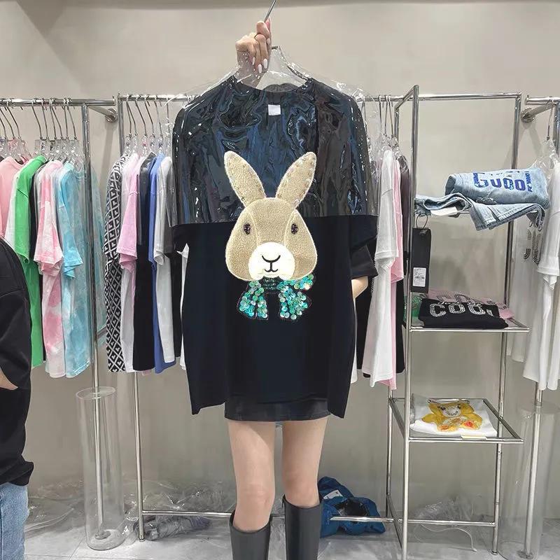 T-shirt Women Casual Large Size Loose Round Neck Pullover Short-sleeved Tops